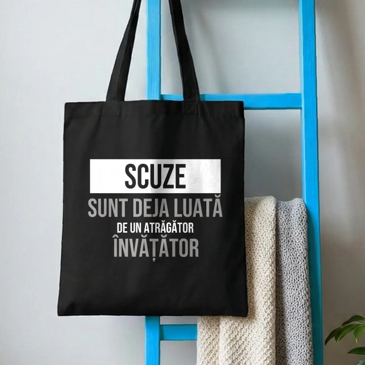 Scuze, sunt deja luată de un atrăgător învățător - sacoșă cadou