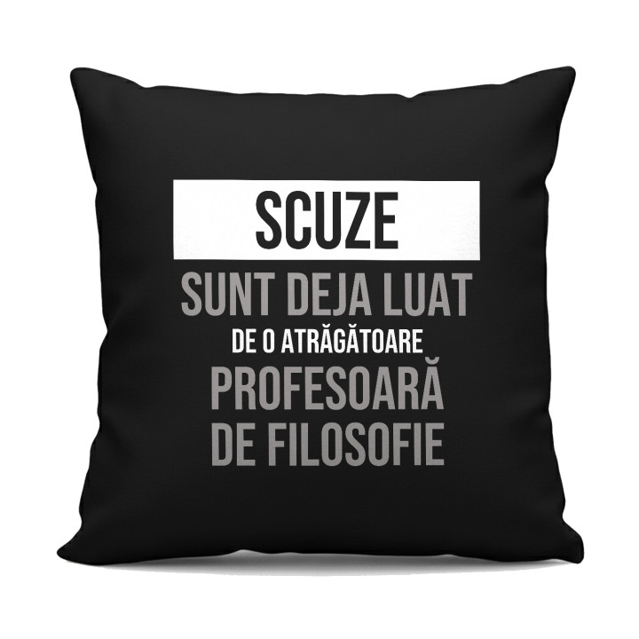 Scuze, sunt deja luat de o atrăgătoare profesoară de filosofie - pernă neagră cadou