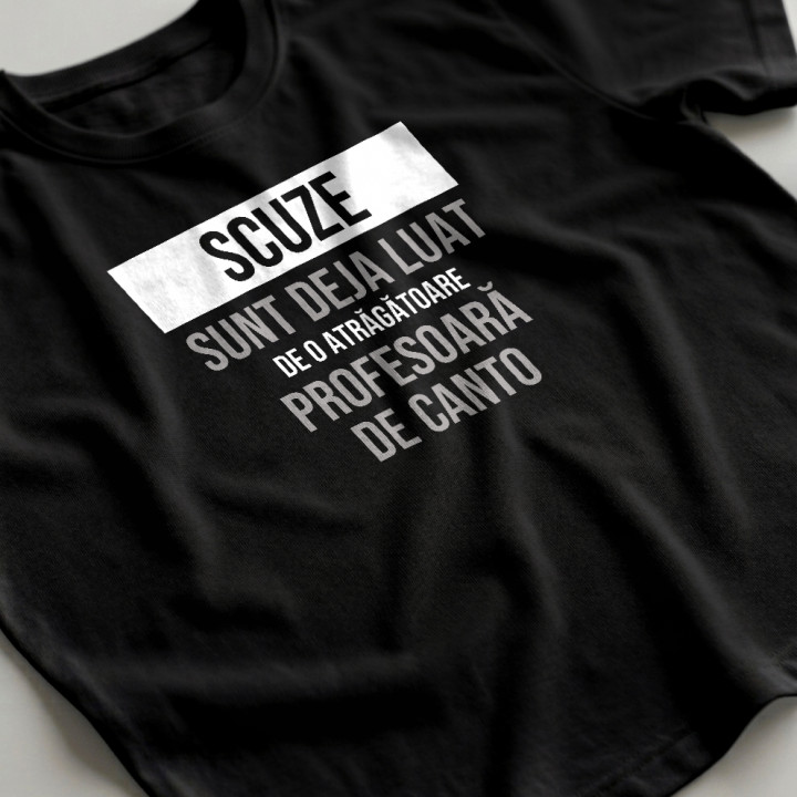 Scuze, sunt deja luat de o atrăgătoare profesoară de canto - tricou bărbătesc cu imprimeu