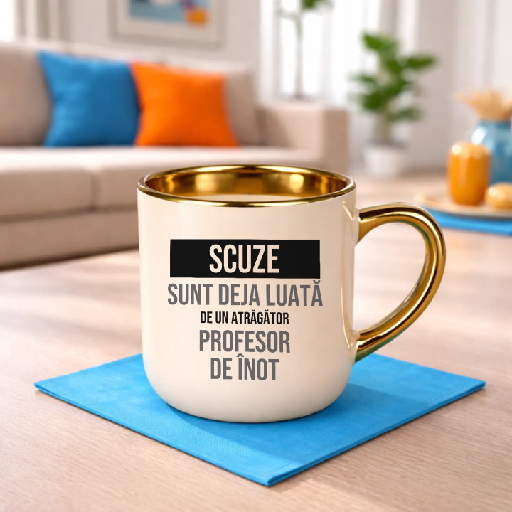 Scuze, sunt deja luată de un atrăgător profesor de înot - cană elegantă cadou