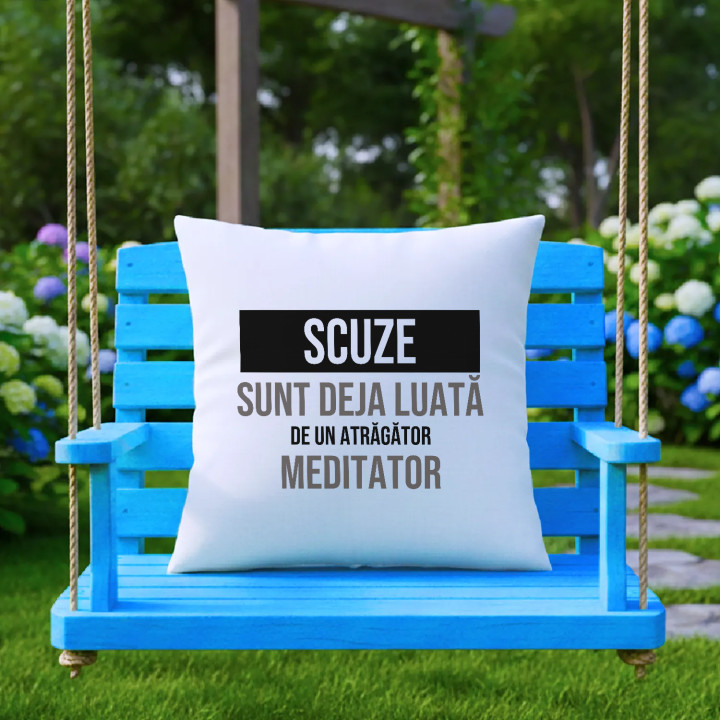 Scuze, sunt deja luată de un atrăgător meditator - pernă cadou