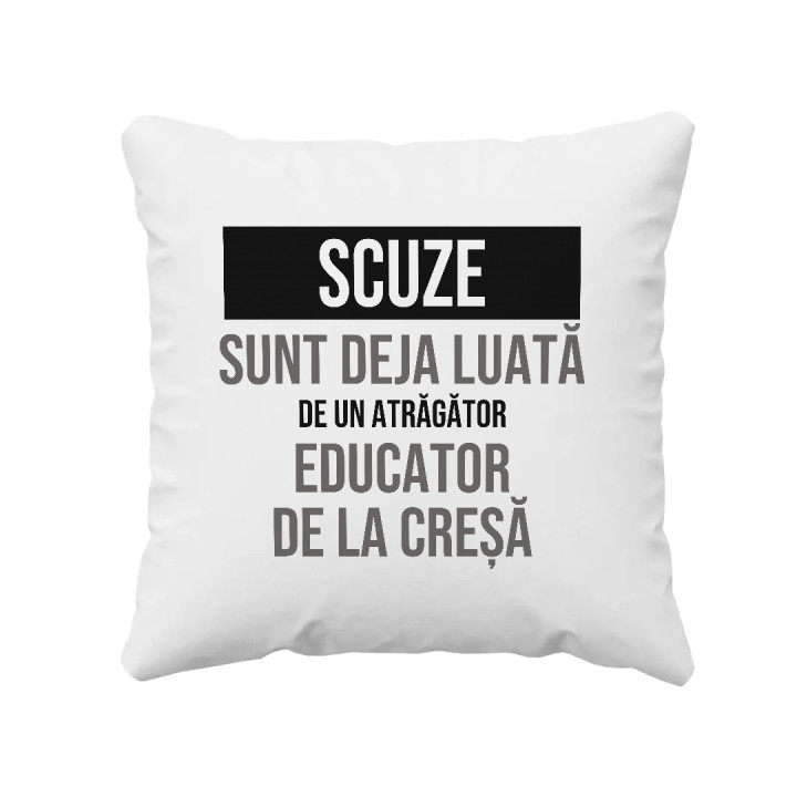 Scuze, sunt deja luată de un atrăgător educator de la creșă - pernă cadou