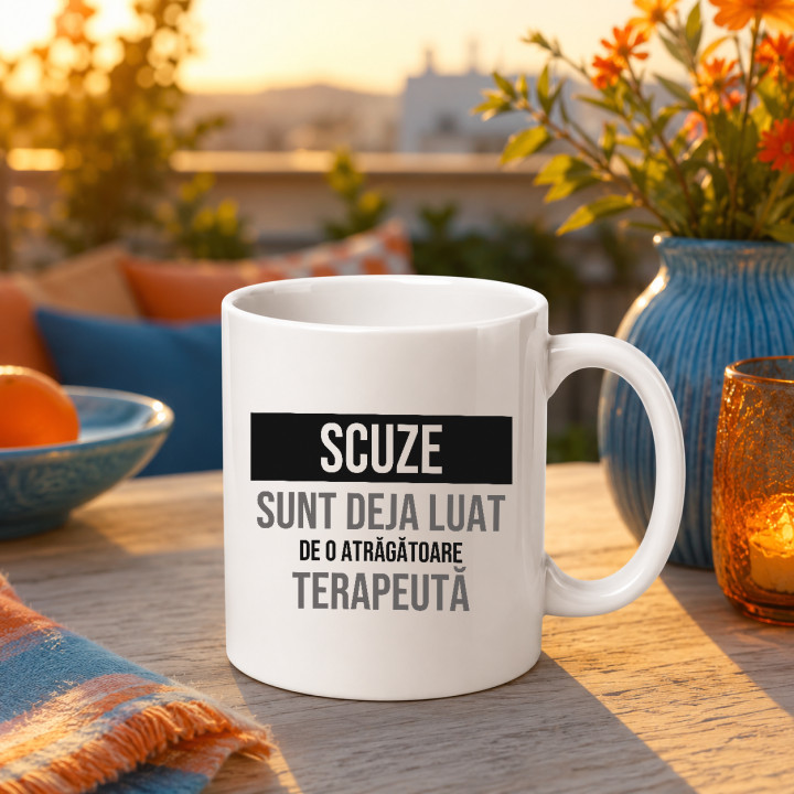 Scuze, sunt deja luat de o atrăgătoare terapeută - cană cadou