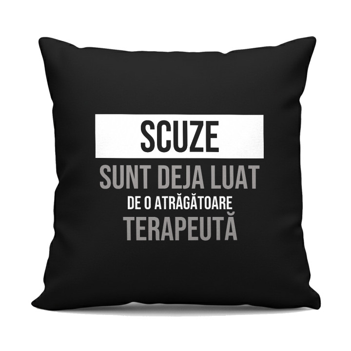 Scuze, sunt deja luat de o atrăgătoare terapeută - pernă neagră cadou