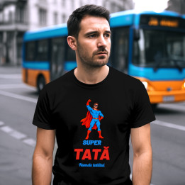 Super tată cu nume - supererou - tricou bărbătesc personalizat