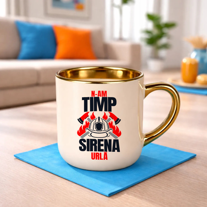 N-am timp, sirena urlă - cană elegantă cadou pentru pompieri