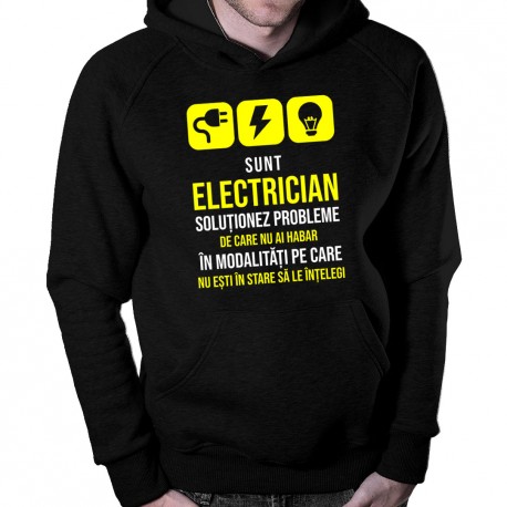 Sunt electrician - soluționez probleme - bluză cu glugă pentru bărbați