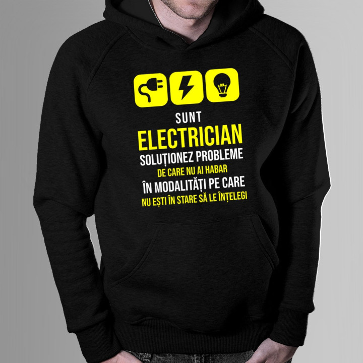 Sunt electrician - soluționez probleme - bluză cu glugă pentru bărbați