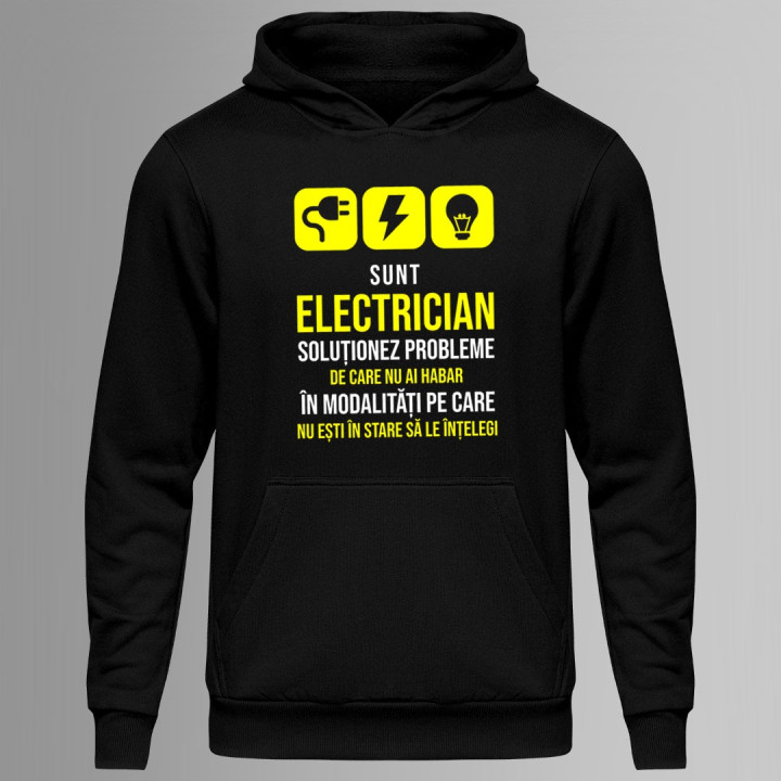 Sunt electrician - soluționez probleme - bluză cu glugă pentru bărbați