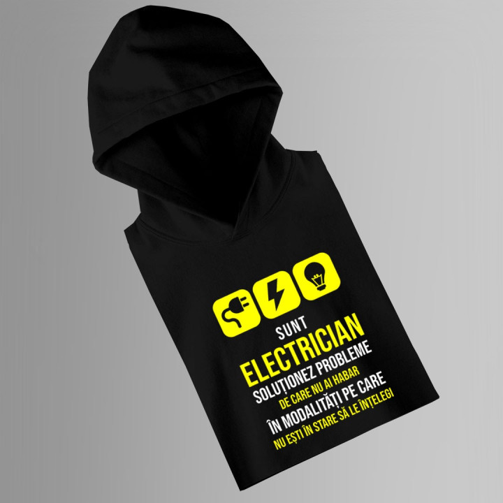 Sunt electrician - soluționez probleme - bluză cu glugă pentru bărbați