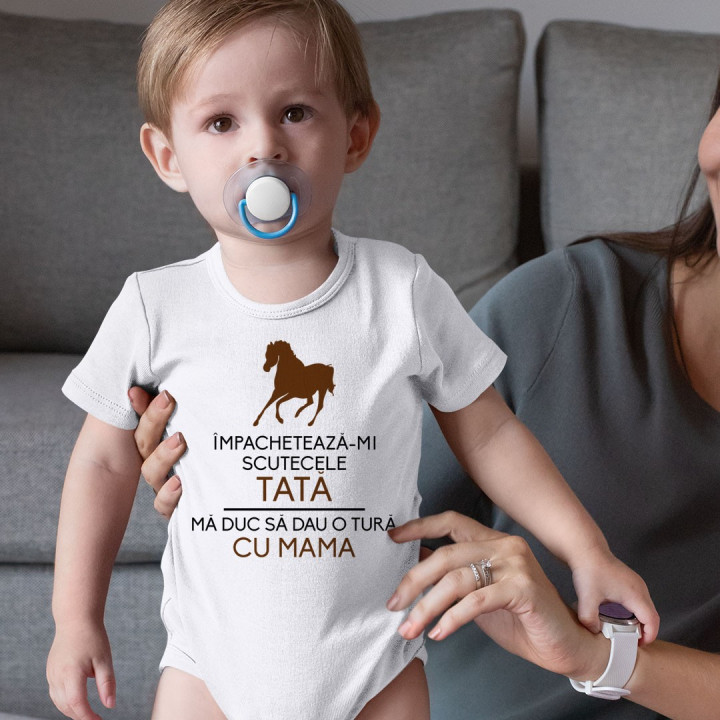 Împachetează-mi scutecele, tată, mă duc să dau o tură cu mama - body pentru copii