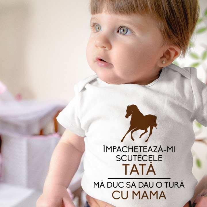 Împachetează-mi scutecele, tată, mă duc să dau o tură cu mama - body pentru copii