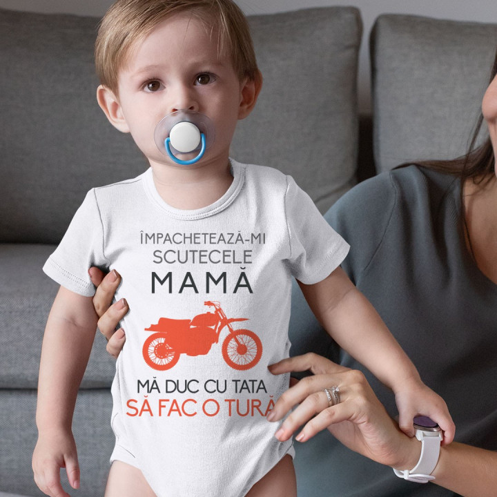 Împachetează-mi scutecele, mamă - mă duc cu tata să fac o tură  - body pentru copii