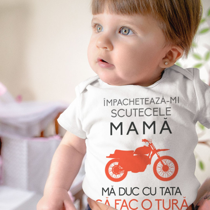 Împachetează-mi scutecele, mamă - mă duc cu tata să fac o tură  - body pentru copii