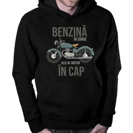 Benzină în sânge, ulei de motor în cap - bluză cu glugă pentru bărbați