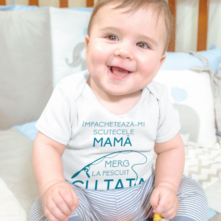 Împachetează-mi scutecele, mamă, merg la pescuit cu tata - body pentru copii