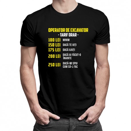 Operator de excavator - tarif orar - T-shirt pentru bărbați