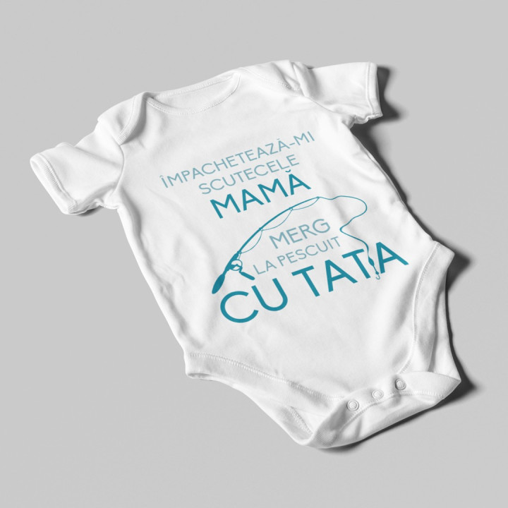 Împachetează-mi scutecele, mamă, merg la pescuit cu tata - body pentru copii