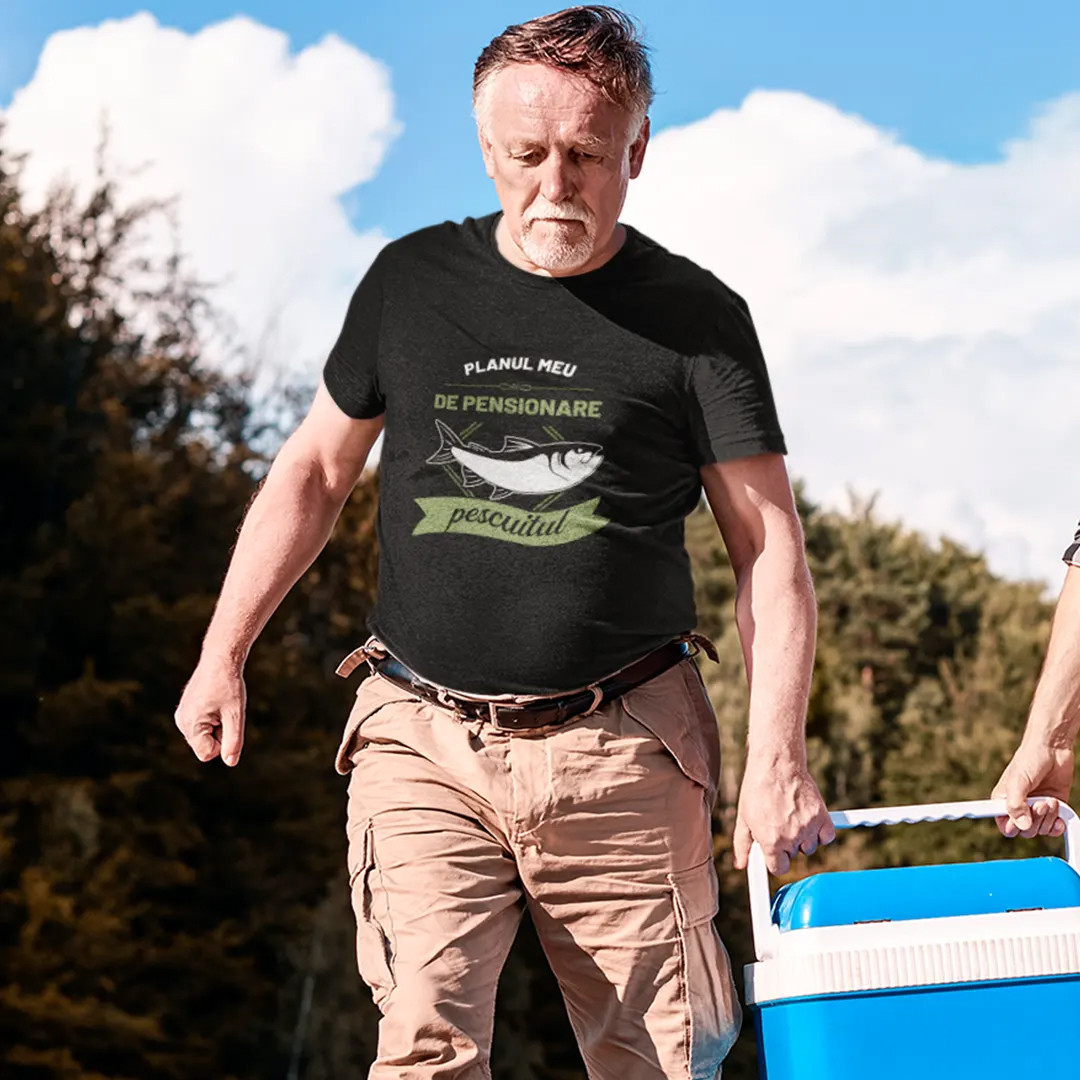 Tricou cadou pensionare pescuit - planul meu de pensionare pescuitul