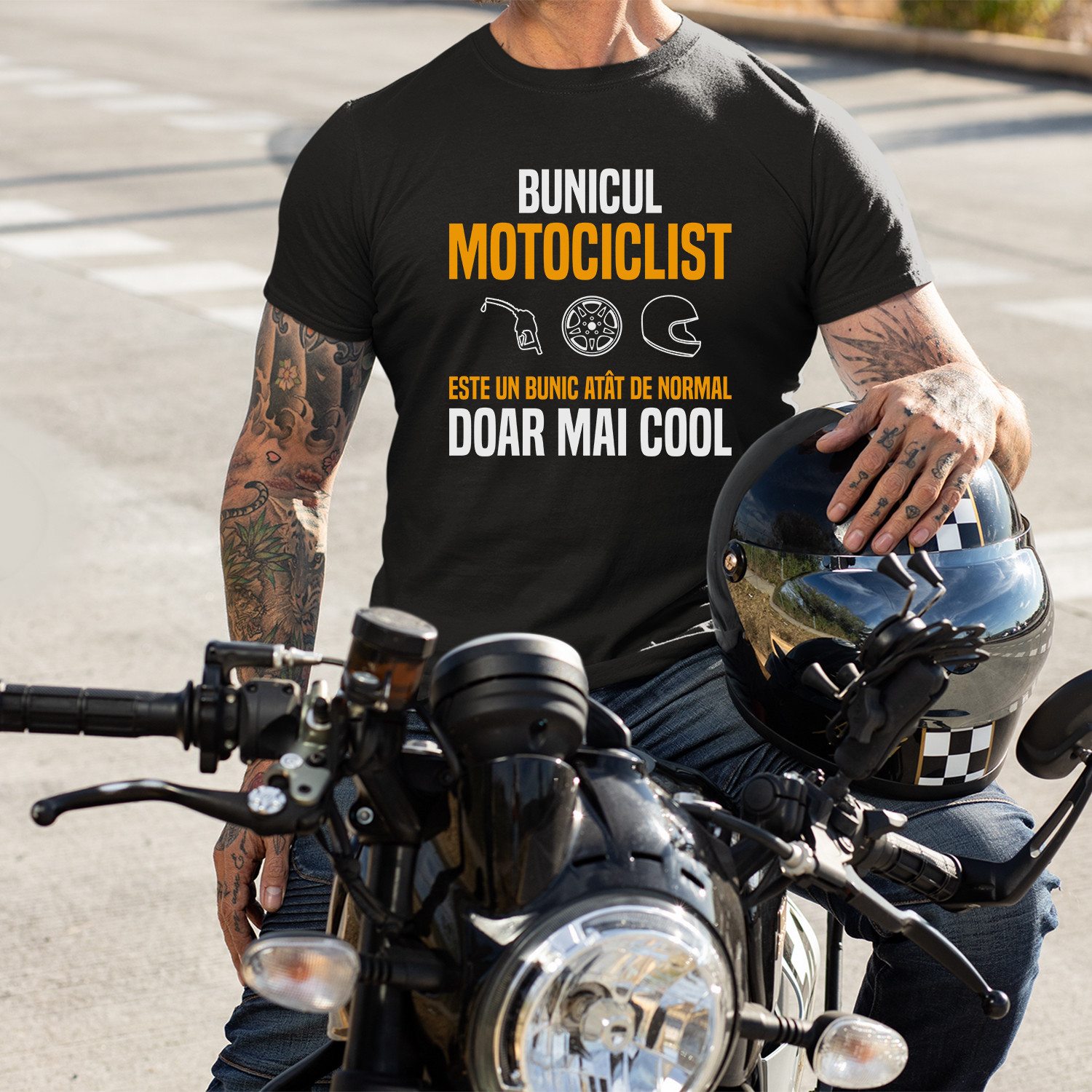 Tricou cadou bunic motociclist - bunicul motociclist doar mai cool